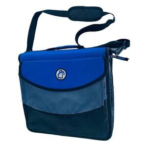 Case It Zipper Binder Mighty Zip Tab 3" Two 3-Ring Blue Shoulder Strap Pockets